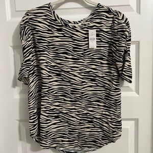 LOFT Zebra Print Blouse - Black and Cream